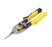 Tijera corta-chapas con corte largo, diseño ergonómico, resistencia al desgaste, ideal para metal y trabajos de bricolaje.