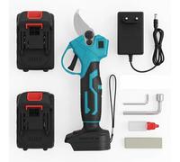 Tijera de Podar a Batería 21V Profesional con Motor Brushless: Tijeras de Podar Eléctricas con Cuchilla SK5 25mm, Pantalla LCD, 2 Baterías de Litio 2Ah y Kit Maletín