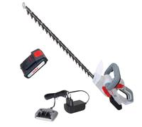 Tijera de seto eléctrica IKRA IAHS 20-1, con batería.* Voltaje: 20V* Longitud de corte: 54 cm* Grosor de corte: 18 mm* Cuchillas pulidas con láser* Incluye batería de 2,0Ah y cargador