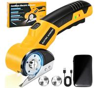 Tijera Electrica Tijeras Electricas Costura profesional con 2 Cuchillas, 3.6V Cortador de Tela Bloqueo de Seguridad Luz LED para Cortar Cartón Cuero Alfombra Plástico Planta en Maceta Cutter Electrico