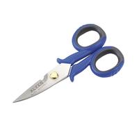 Alyco - Tijeras para Electricista Profesional de Acero Inoxidable | 145 mm | Herramienta con Muesca Pelacables Dentada y Remache Ajustable para Corte de Precisión