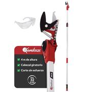 Tijera en Altura Telescópica Pértiga Longitud Ajustable 2.4m a 4m.KAMIKAZE Mecanismo Poleas Reductor de Fuerza. Corte Cabezal Giratorio Cuchillas de acero SK5 hasta 32mm. Corta Ramas Telescopico