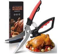 Tijeras cocina, Tijeras de aves de corral afiladas de acero inoxidable para cortar carne, huesos de pollo, pescado y verduras, tijeras de acero de pollo con cierre de seguridad y mecanismo de resorte
