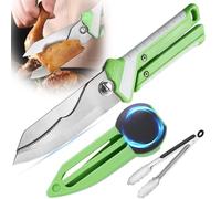 Tijeras de Cocina Alemanas 2 en 1, Tijeras Multifuncionales de Acero Mo-V con Funda Magnética + Pinzas para Barbacoa, Multiusos para Carnes, Aves y Barbacoas, Tijeras Para Aves De Corral, Carne