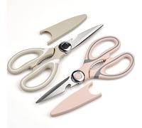 Tijeras de Cocina, Tijeras Cocina Multifunción, Tijeras Cocina Profesionales Funda Protectora para Cuchilla, Acero Inoxidable Tijeras para Pollo, Carne, Verduras, Hierbas, Barbacoa (Caqui & Rosa)