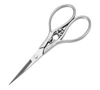 Tijeras de estilo europeo vintage, tijeras de sastre de acero inoxidable, herramienta de tijeras de costura con patrón de flores para corte de punto de cruz, bordado (flor de plata)