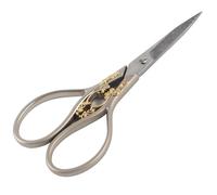 Tijeras de estilo europeo vintage, tijeras de sastre de acero inoxidable, herramienta de tijeras de costura con patrón de flores para corte de punto de cruz, bordado (flor dorada plateada)