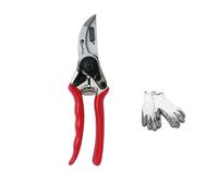 Tijeras de Poda Kamikaze. Mango de Aluminio Antideslizante, Hoja de Acero SK-5, Corta-Alambres, Corte Ø 25mm, Amortiguadores y Bloqueo de Seguridad. Poda Manual. Incluye Guantes