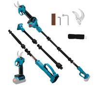 Tijeras de podar a batería con barra telescópica 2 m, compatible con Makita 18V batería (sin batería), podadora sin escobillas con 2 marchas, pantalla digital, diámetro de corte 30mm, piedra de afilar