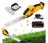 Tijeras de Podar con Batería, 24V 2 en 1 Tijeras de Césped Inalámbricas y Cortasetos con Batería Recargable de Iones de Litio y Cargador, Recortadora de Setos Electricas de Mano para Jardín y Césped