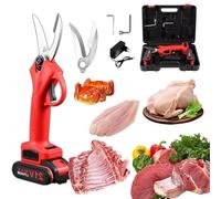 Tijeras Eléctricas de Cocina, Multifunción Tijeras Para Huesos De Cocina Recargables con 2 Baterías, para Pollo Congelado Carne Pescado Marisco Vegetal