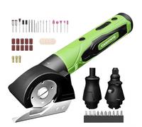 Tijeras eléctricas inalámbricas, 4 en 1 multifuncional de tres pisos caja de cartón cortador destornilljuego de juego de herramientas rotativas inalámbrico y luz LED para cortar la tela grabado, lijad