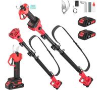 Tijeras Eléctricas Inalámbricas con Pértiga, Alcance de 4.6 m, Corte Máx. 40 mm, 2-en-1 Cortador Telescópico Eléctrico con Baterías 2×2.0 Ah, Cortador de Ramas Eléctrico para Vid y Árboles (2 en 1)