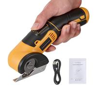 Tijeras eléctricas inalámbricas, cortador de cartón, tijeras eléctricas de acero inoxidable para cartón, alfombra, tela, cuero, plástico, amarillo (amarillo)