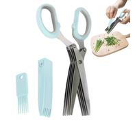 Tijeras para Ensalada 5 capas para menta y guindillas, utensilios de cocina | con tapa y peine de limpieza, tijeras de cocina de acero inoxidable para podar, jardinería, cocinar y ensaladas