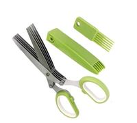 Tijeras para Ensalada Cortador de guindillas de 5 capas, utensilios de | con tapa y peine de limpieza, tijeras de cocina de acero inoxidable para podar, jardinería, cocinar y ensaladas