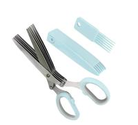 Tijeras picadoras de ensalada 5 capas para menta y guindillas, utensilios | con tapa y peine de limpieza, tijeras de cocina de acero inoxidable para podar, jardinería, cocinar y ensalada