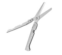 Tijeras plegables: herramienta de corte multifuncional plegable, tijeras compactas de acero inoxidable con regleta integrada y diseño de bloqueo de seguridad, tijeras portátiles para camping
