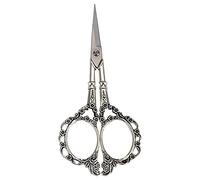 Tijeras vintage antiguas, tijeras pequeñas vintage con detalles afilados para corte artesanal, bordado, patrón de flores, tijeras de costura, tijeras de bordado, herramienta de (Plata)