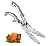 TijerasdeCocina,tijeras pollo asado,Tijeras dePollosAceroInoxidable,TijerasdeCocinaProfesional Multifuncionales,TijerasdeHuesoPollo,ParaHuesosdepollo,Pescado,Verduras,Tijeras de Carne (Plateado)