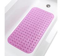 TIKE SMART Tapete grande antideslizante para bañera y ducha de 31 x 16 pulgadas (solo bañeras lisas/sin textura) seguro, limpio, lavable a máquina, agarre y drenaje superiores, vinilo, rosa opaco