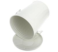 TIKODIDA Papelera Redonda de Hierro con Tapa Beige para Espacios Compactos, Capacidad 8l, Material Grueso y Diseño Ahorrador de Espacio para Cocina y Hogar
