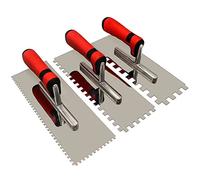 Tile Tools - Juego de 3 paletas cuadradas de acero inoxidable (tamaño de muesca: 5/81.3 cm, 5/40.6 cm y 1/5.1 cm), kit de mano de mampostería para instalación de azulejos de pared