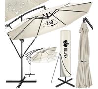 tillvex 300 cm Sombrilla Excentrico | Parasol para Terraza Jardín Balcón Patio | con Manivela y Base en Cruz, giratorio 360º, Protección UV