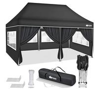 tillvex® Carpa de 3 x 6 m resistente al agua con 6 paneles laterales | Cenador plegable desplegable de altura ajustable, protección UV 50+, carpa para fiestas plegable con bolsa para jardín