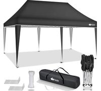 tillvex Cenador impermeable antracita de 3 x 6 m | Cenador plegable desplegable con altura ajustable | Carpa de jardín con protección UV 50+ | Carpa para fiestas con bolsa para jardín