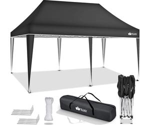 tillvex Cenador impermeable antracita de 3 x 6 m | Cenador plegable desplegable con altura ajustable | Carpa de jardín con protección UV 50+ | Carpa para fiestas con bolsa para jardín