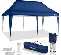 tillvex Cenador impermeable azul de 3 x 6 m | Cenador plegable desplegable con altura ajustable | Carpa de jardín con protección UV 50+ | Carpa para fiestas con bolsa para jardín