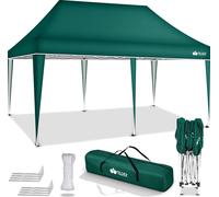 tillvex Cenador impermeable verde de 3 x 6 m | Cenador plegable desplegable con altura ajustable | Carpa de jardín con protección UV 50+ | Carpa para fiestas con bolsa para jardín