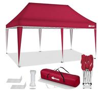 tillvex Cenador plegable de 3 x 6 m resistente al agua, altura regulable, protección ultravioleta de 50+, carpa para fiestas en el jardín, con bolsa (rojo)