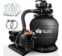 tillvex Depuradora Azul de Agua para Piscina 10 m³/h Bomba de Filtro de Arena