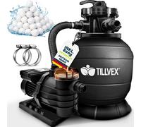 tillvex Depuradora de Agua para Piscina 10 m³/h - 5 Funciones de Filtrado - Bomba de Filtro de Arena con Válvula
