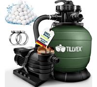tillvex Depuradora de Agua para Piscina 10 m³/h - 5 Funciones de Filtrado - Bomba de Filtro de Arena con Válvula