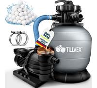 tillvex Depuradora de Agua para Piscina 10 m³/h - 5 Funciones de Filtrado - Bomba de Filtro de Arena con Válvula