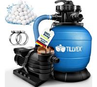 tillvex Depuradora de Agua para Piscina 10 m³/h - 5 Funciones de Filtrado - Bomba de Filtro de Arena con Válvula