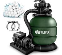 tillvex Depuradora de Agua para Piscina 10 m³/h - 5 Funciones de Filtrado - Bomba de Filtro de Arena con Válvula
