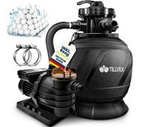 tillvex Depuradora de Agua para Piscina 10 m³/h - 5 Funciones de Filtrado - Bomba de Filtro de Arena con Válvula