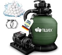 tillvex Depuradora de Agua para Piscina 10 m³/h - 5 Funciones de Filtrado - Bomba de Filtro de Arena con Válvula