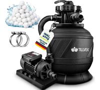 tillvex Depuradora de Agua para Piscina 10 m³/h - 5 Funciones de Filtrado - Bomba de Filtro de Arena con Válvula