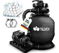 tillvex Depuradora de Agua para Piscina 10 m³/h - 5 Funciones de Filtrado - Bomba de Filtro de Arena con Válvula