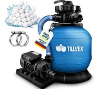 tillvex Depuradora de Agua para Piscina 10 m³/h - 5 Funciones de Filtrado - Bomba de Filtro de Arena con Válvula