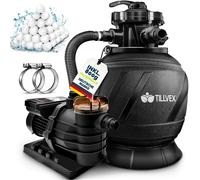 tillvex Depuradora de Agua para Piscina 10 m³/h - 5 Funciones de Filtrado - Bomba de Filtro de Arena con Válvula