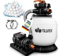 tillvex Depuradora de Agua para Piscina 10 m³/h - 5 Funciones de Filtrado - Bomba de Filtro de Arena con Válvula