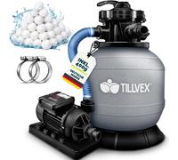 tillvex Depuradora de Agua para Piscina 10 m³/h - 5 Funciones de Filtrado - Bomba de Filtro de Arena con Válvula