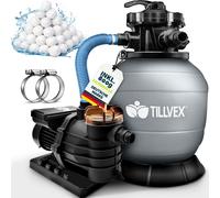 tillvex Depuradora Gris de Agua para Piscina 10 m³/h Bomba de Filtro de Arena