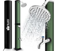 tillvex Ducha de Jardín 20 - 35 litros - Cubierta protectora incluida | Ducha Solar con Agua Caliente | Sin Conexión Eléctrica | Cabezal de Ducha de Lluvia y Grifo | Conexión de Manguera de Jardín